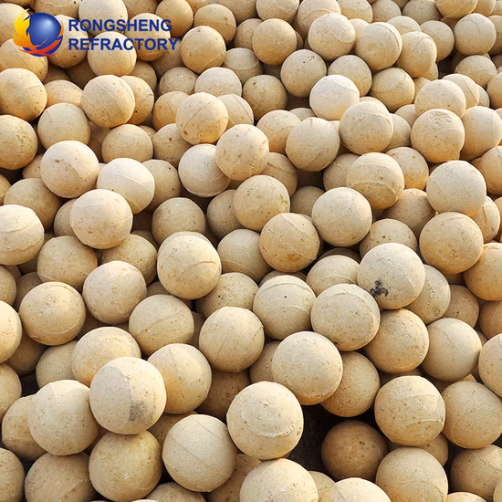 製鉄所用の高密度50mm 92%アルミナボール蓄熱耐火物ボール